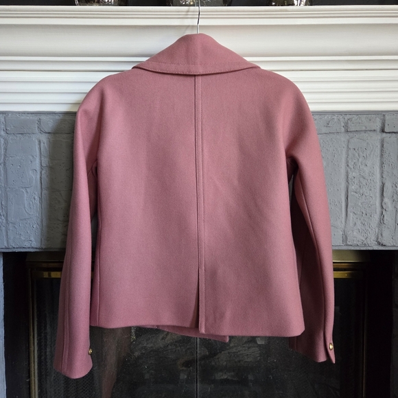 J.Crew Italian Melton Wool Pink Women's Cropped Coat Jacket, Sz 00, Dusty Rose - Picture 2 of 8